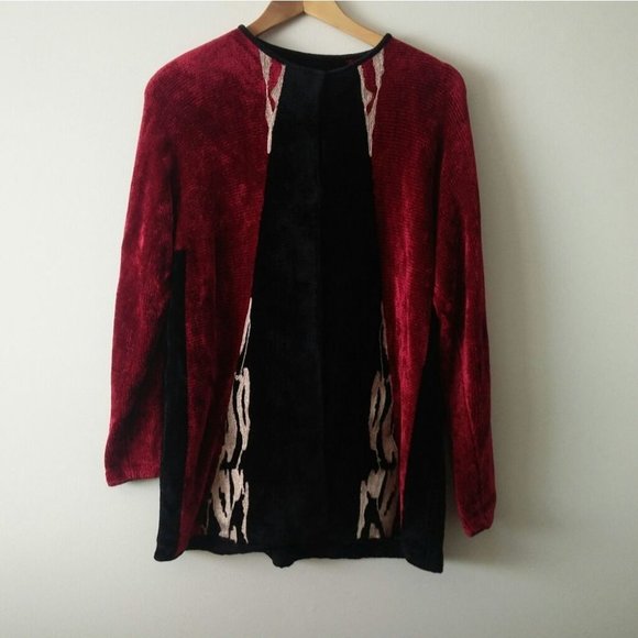 VINTAGE 90's Oversized Wool Chenille Cardigan - Picture 4 of 16